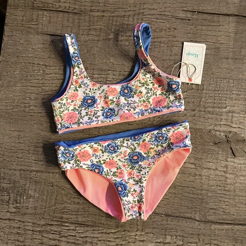 👧 Maaji Girls Coral Peony Iceland Reversible Bikini- Size 16.